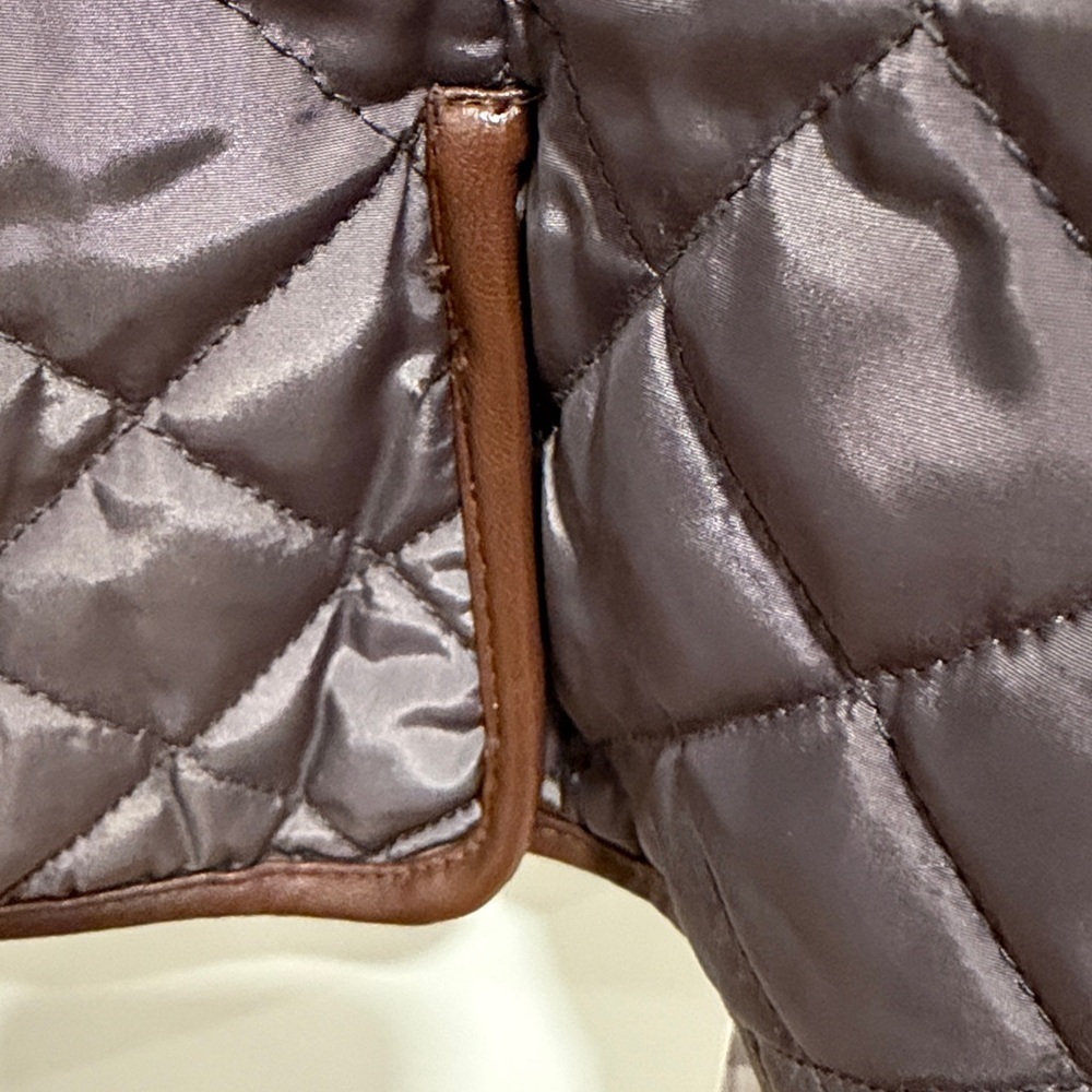 Lauren Ralph Lauren Quilted Field Jacket Size XL chocolate Brown Snap Front Coat - Picture 6 of 9